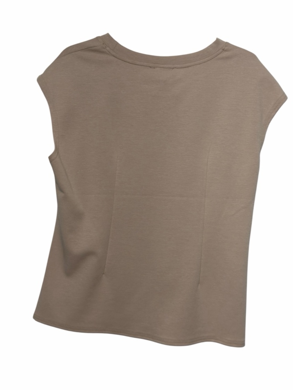 NWT Modern Works Side Twist Ruched Cap Sleeve Top Taupe Cotton Blend L - Picture 3 of 8